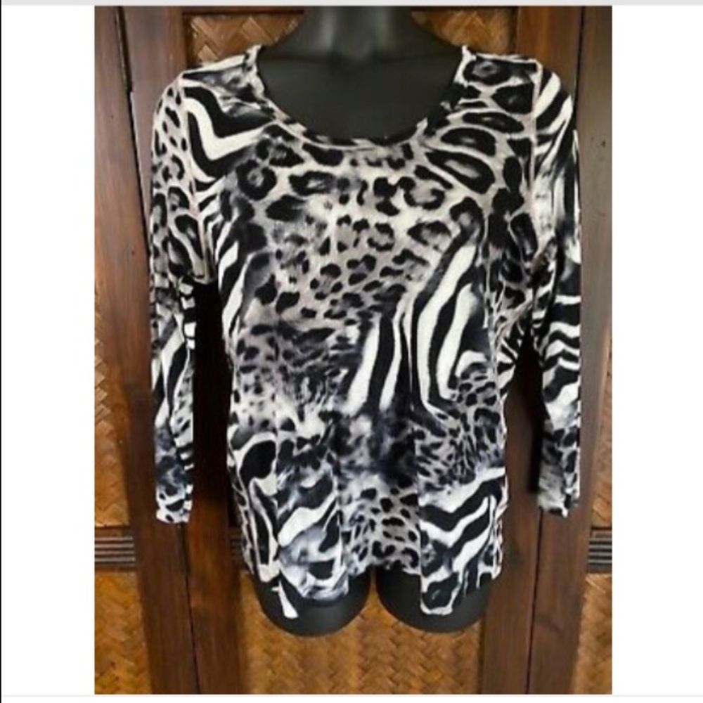 KAREN KANE - ROUND NECK SHEER ZEBRA 2X NWOT
